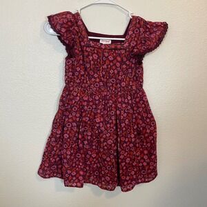 Cat Jack Girls Floral Dress Medium 7 8 Floral Print Flutter Sleeve Gold Sparkle